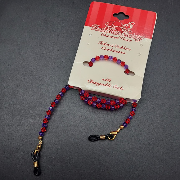 Red Hat Society Other - Red Hat Society Eye Glass Chains Purple Pink Faceted Beads Eyewear Accessory NOS